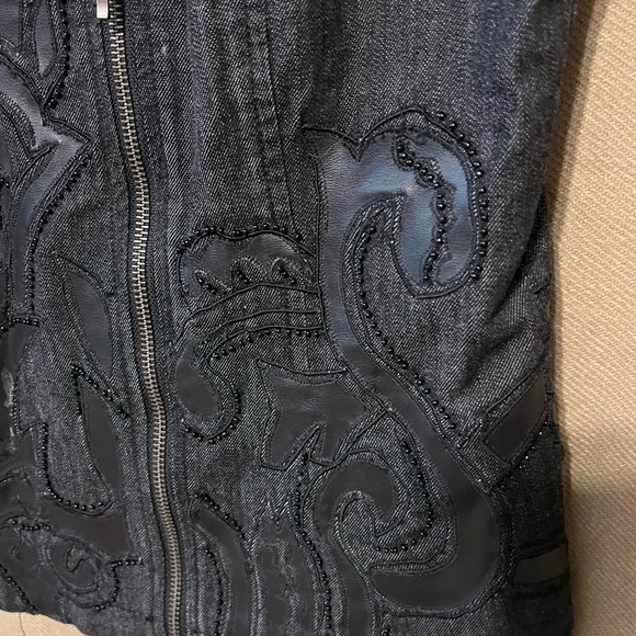 1 Chicos Black Moto Biker Chic Assymetrical Zip Vest NWOT - Picture 4 of 11